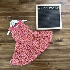 NWT Wildflowers Happy Go Lucky Libby Jean Sleeveless Floral Dress Pink Yellow 2